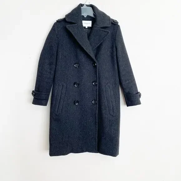 Emerson Fry Wool Blend Double Breasted Dark Gray Peacoat - Size 00 - Picture 2 of 5